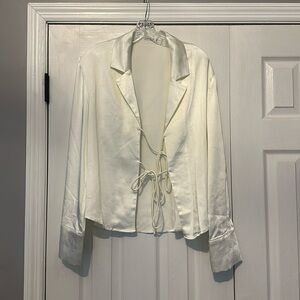 12th tribe white satin top